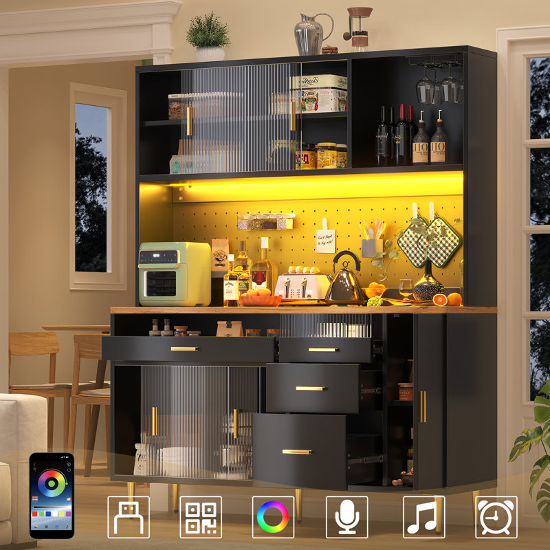 171cm Kitchen Pantry, Black