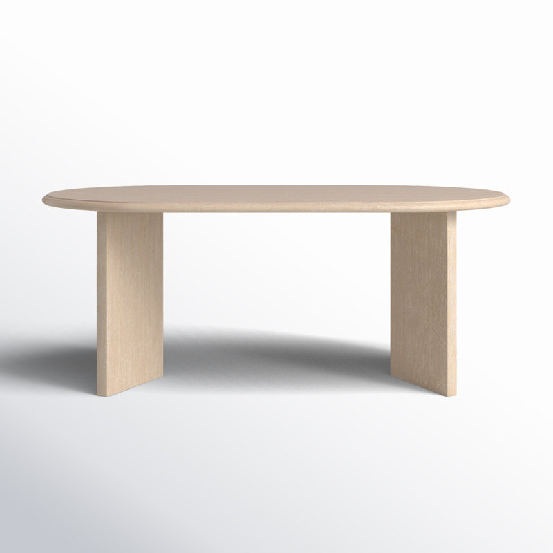 Brix Oval Solid Wood Base Dining Table, Natural
