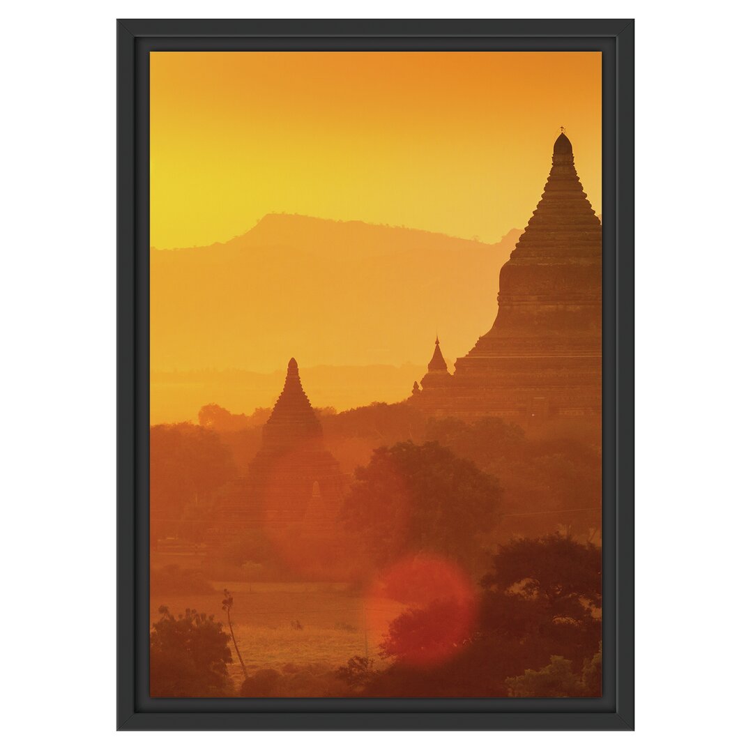 Gerahmtes Wandbild Buddha TempelSonnenuntergang