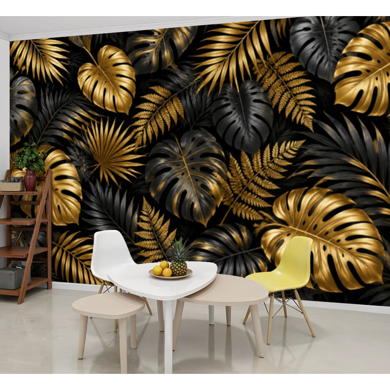 Papier peint adhésif auto-adhésif moderne pour la chambre à coucher avec feuilles tropicales L 69 po x l 96 po Peel and Stick