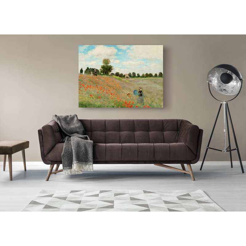 Coquelicots, Poppy Field by Claude Monet - Wrapped Canvas Painting, 50cm H x 70cm W x 4cm D