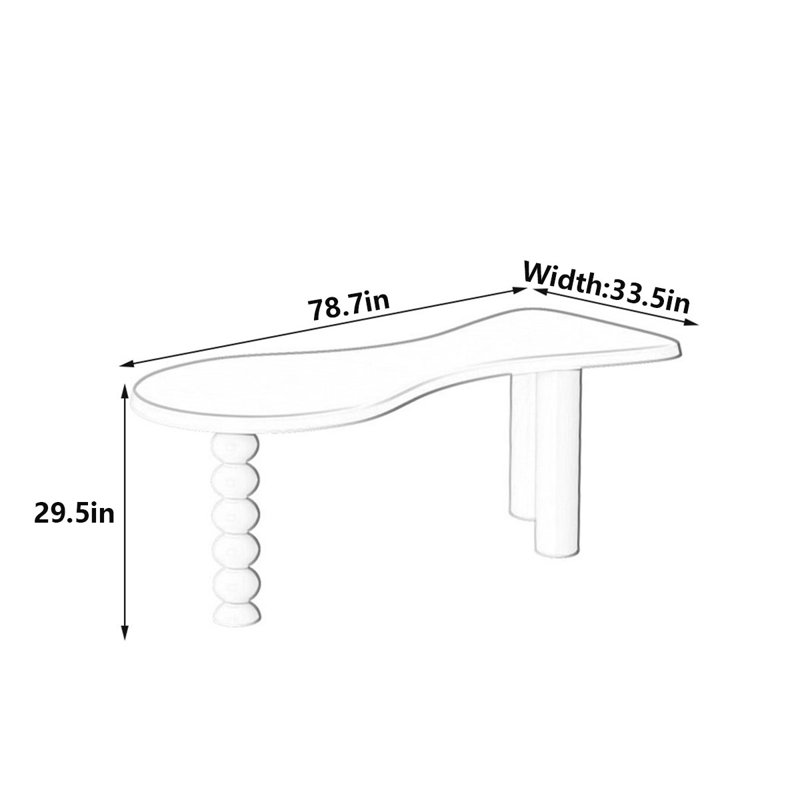 Bureau ergonomique en bois massif Luxury, H 29,5 po x l 78,7 po x P 33,5 po