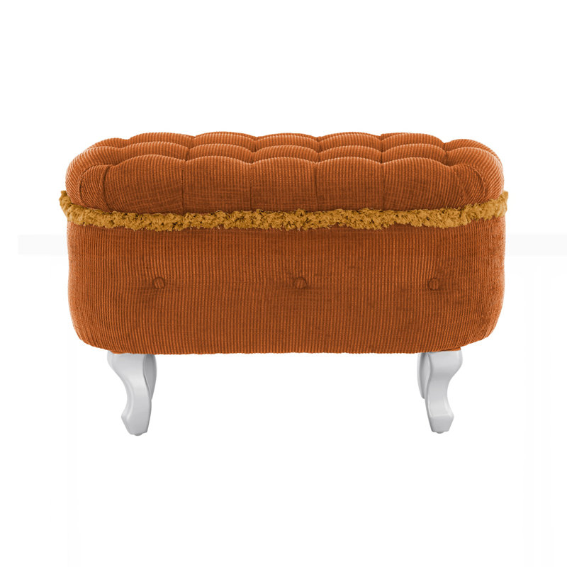 Banc de bout 29,5 po avec capitonnage à boutons, Orange