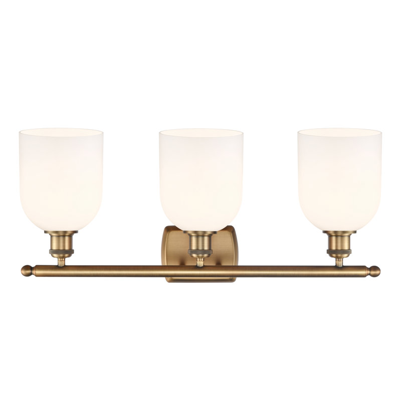 Anacaren 3 - Light Dimmable Vanity Light, Brushed Brass, Glossy White