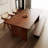 Nut-brown Rectangular Solid Wood Dining Table-1968567780