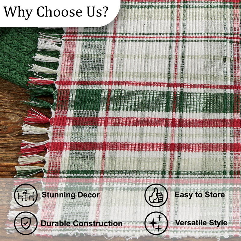  Berry Frost Plaid Table Runner 15 Inches x 72 Inches, 72" L x 15" W