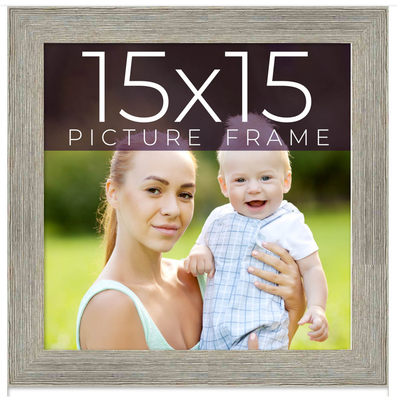 Cadre photo en bois massif Mattew, Gris, 15 po x 15 po