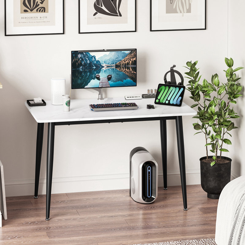 Metal Base Dining Table, White