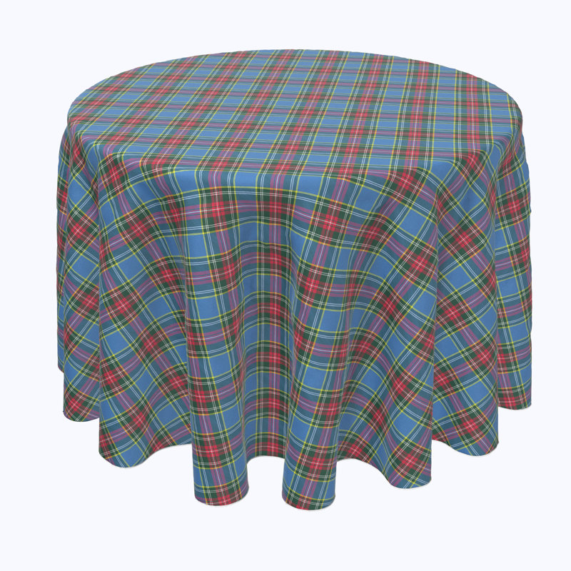 Hamaad Plaid Round Tablecloth, 108" x 108"