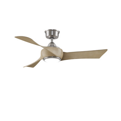 Wrap Custom 44 inch Indoor/Outdoor Ceiling Fan with LED CCT Select Light Kit - Brushed Nickel with Natural blades