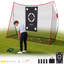 Filet de pratique de golf 10 x 7 pi, ensemble de filets de golf robustes avec tapis à double pelouse, filet de pratique de golf résistant aux chocs avec chiffon cible et sac de transport pour l'équipement d'entraînement extérieur de garage intérieur