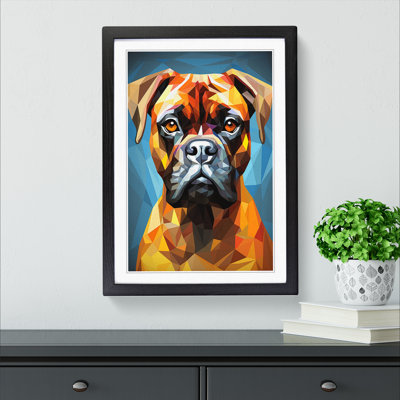 Boxer Dog Geometric Art - Framed Print