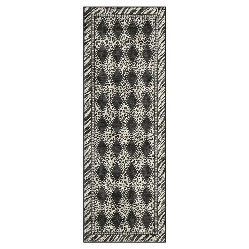 Animal Print Machine Washable Rugs for Living Room Bedroom Non Slip Soft Low Pile Checkered Indoor Carpet for Dining Room
