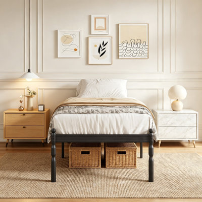 18 Inch Twin Bed Frame - Sturdy Metal Platform Twin Size, No Box Spring Needed, Heavy Duty, Easy Assembly, 800 LBS Capacity, Under Bed Storage, Black