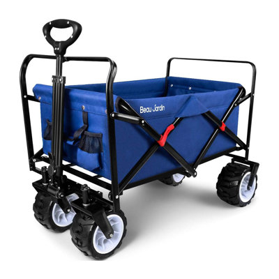 Folding Wagon Cart 350 Pound Capacity Collapsible Foldable Beach Wagon with Big Wheels -  BEAU JARDIN, BG123