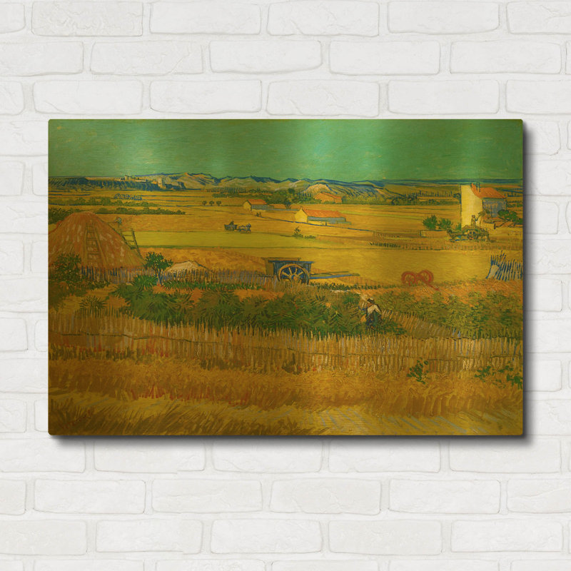 «De Oogst» par Vincent Van Gogh, art mural en métal doré, 36 po x 24 po, 36 po x 24 po