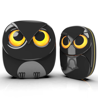 Mignon hibou sonnette sans fil IP55 résistant aux intempéries portée de 1 000 pi 1 récepteur + 1 émetteur bouton poussoir extérieur