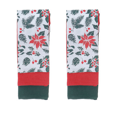 Linge à vaisselle (ensemble de 3 pièces) (gui poinsettia) - ensemble de 2