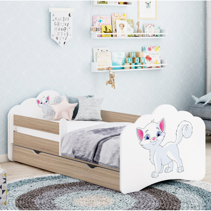 Quint European Toddler Bed Frame with Drawers, Sonoma Oak, 65 x 80 x 160cm
