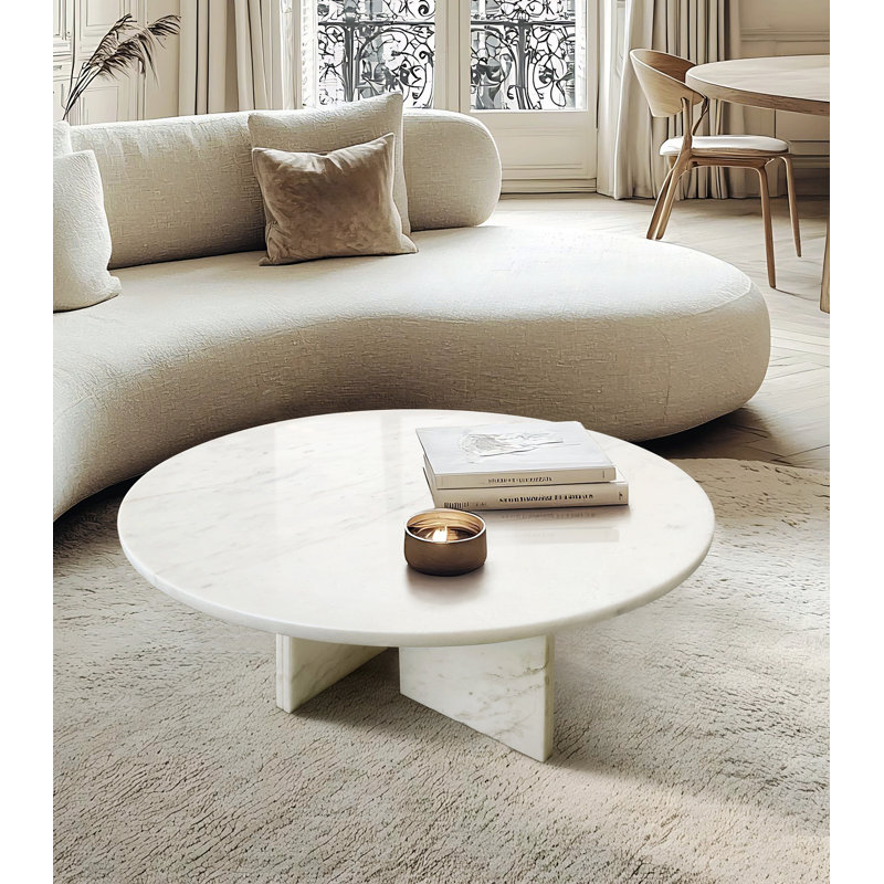 Table basse en marbre naturel exquis pour le salon, rehaussant l'élégance intérieure