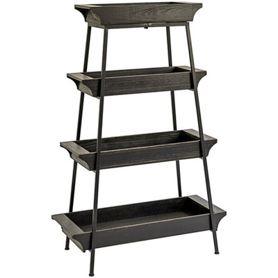 Kalalou 28" X 12" X 43 1/2" 4-Tier Wooden Merchandise Stand With Iron Base WS-815CLA1304