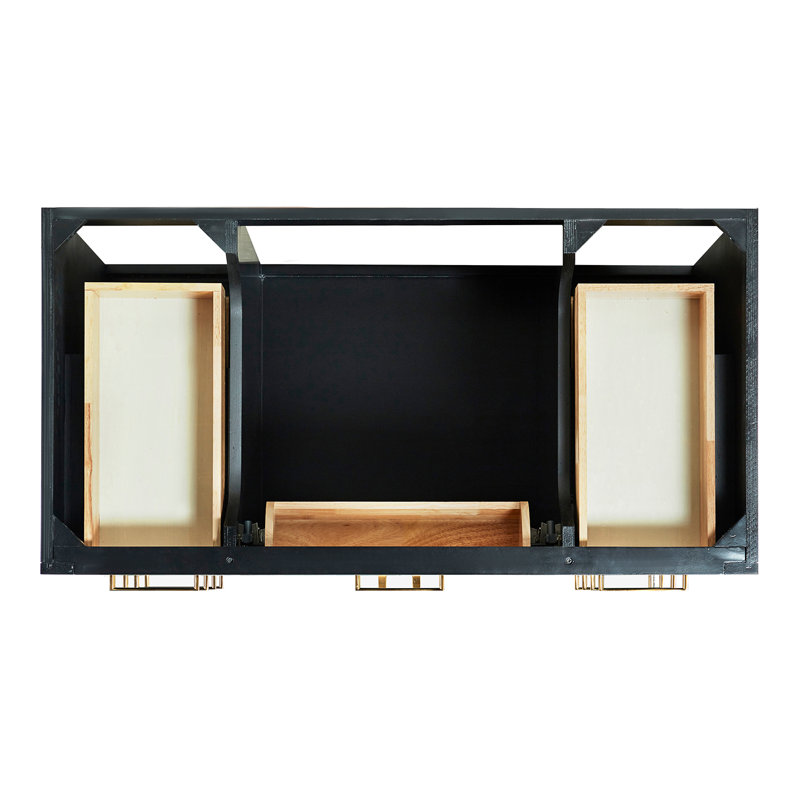 42" Single Bathroom Vanity Base only, Satin Brass, Black