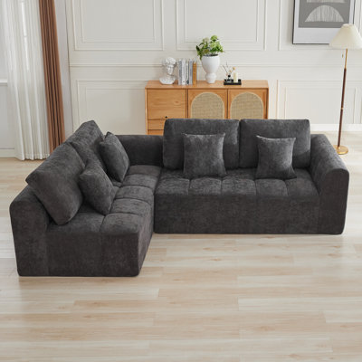109.5’’ Oversized L-Shape Sectional Sofa, Modular Compressed Cloud Couch with Memory Foam, No Assembly Needed