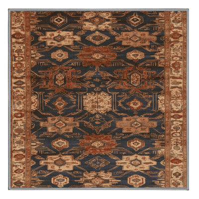 Machine Washable Art Deco Brown Area Rug
