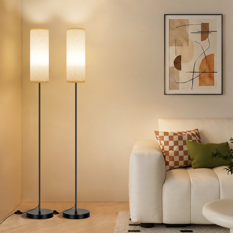 67" Smart Tranditional Floor Lamp Color Changeing With Fabric Shade 2.4Ghz Wi-Fi Connected For Living Room Bedroom, Natural