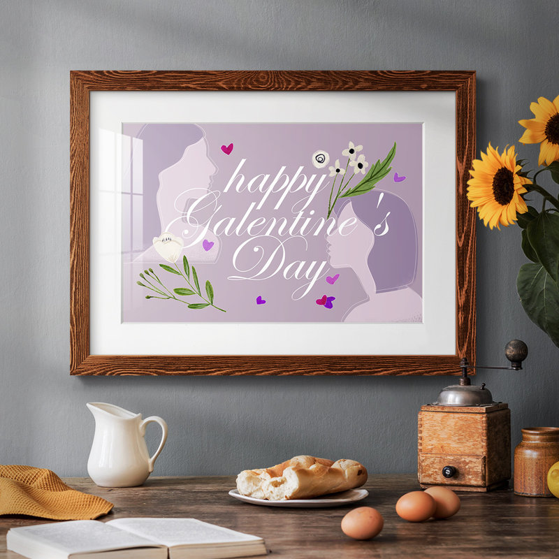 «Happy Galentine's Day Collection A», peinture à cadre unique, Érable, H 18 po x l 26 po x P 1,5 po