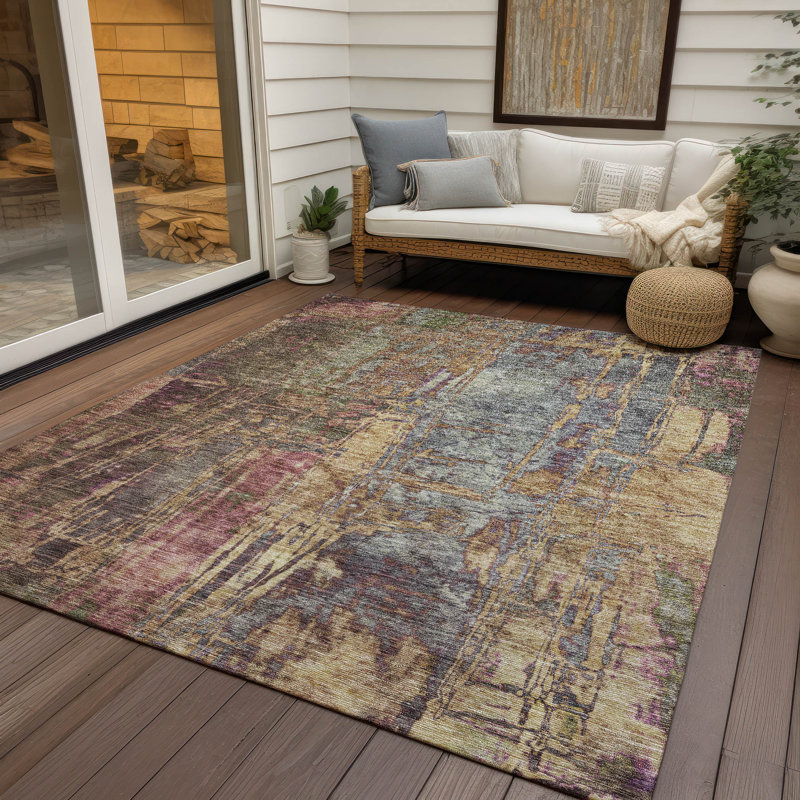 Machine Washable Indoor/Outdoor Jusino ACN2236 Abstract Rug, Rectangle 2'6" x 3'10"