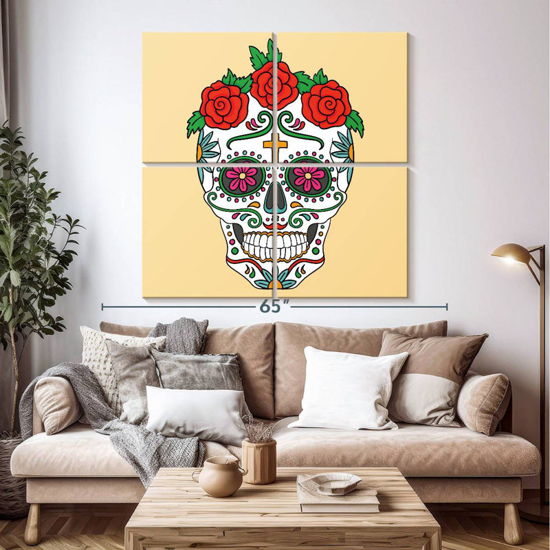 Kerner Mexican Floral Skull, 50" H x 50" W