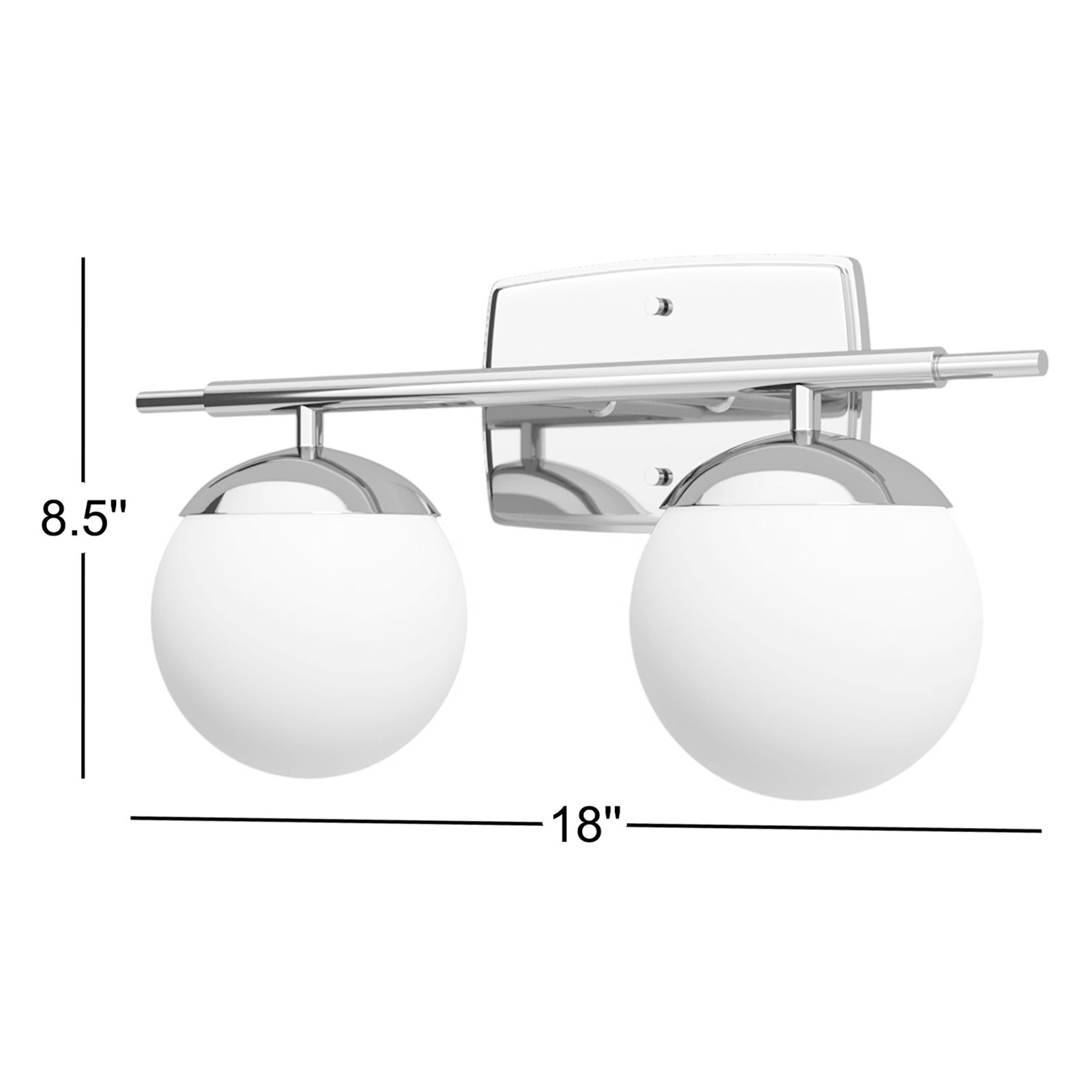 Colford 2 Light Frosted Dimmable Vanity Light, Chrome