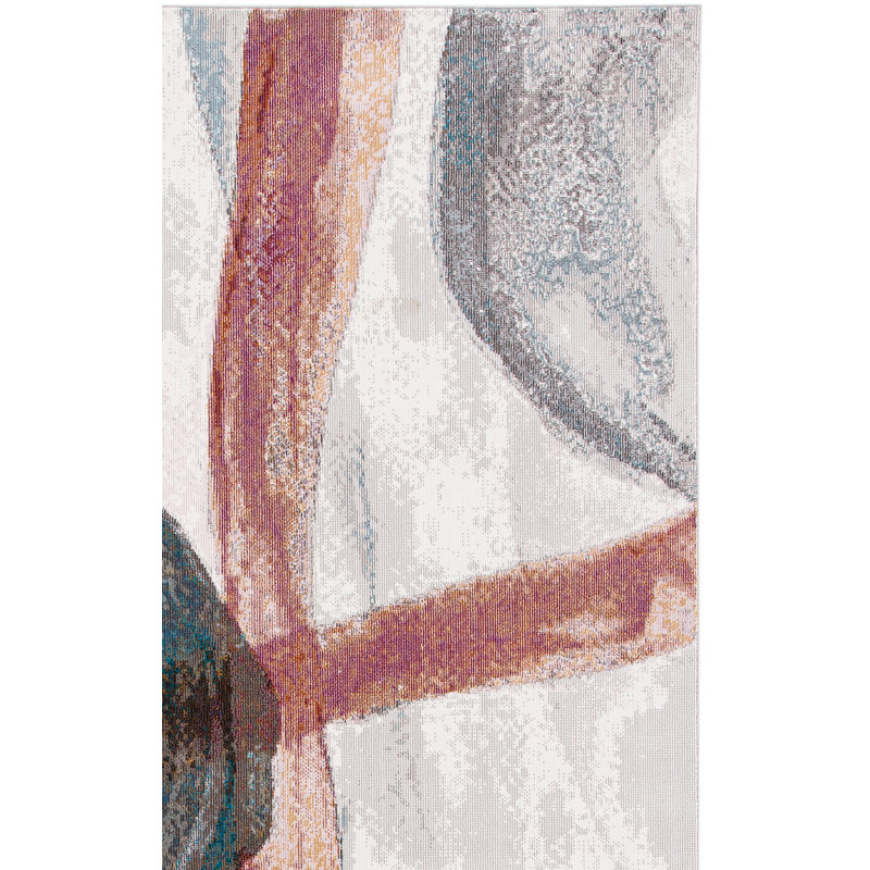 Papillon Abstract Pink/Blue Area Rug, Rectangle 5'1" x 7'3"