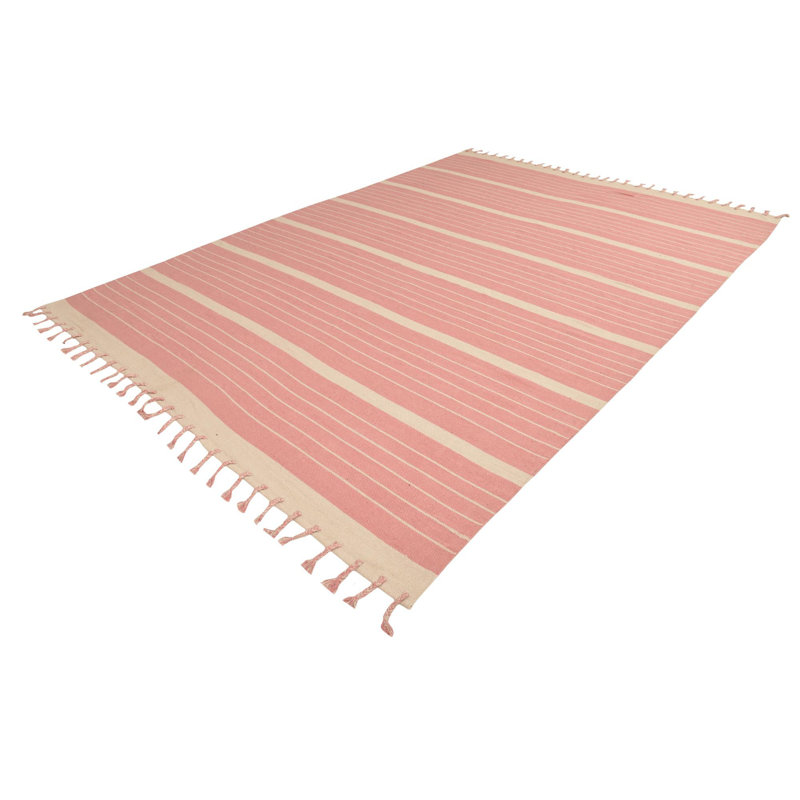 Yellville Cotton Striped Indoor Rug, Rectangle 5'1" x 8'