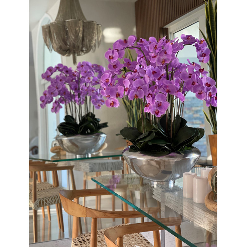 Orchid Floral Arrangement in Planter, Light Purple