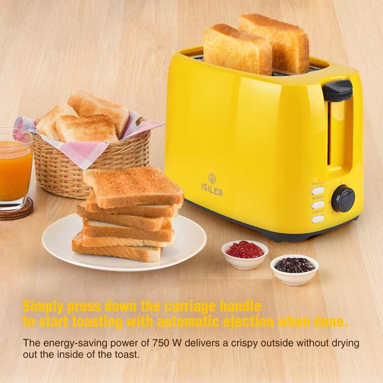 2 Slice Toaster, Long Slot & Removable Crumb Tray, 7 Shading Options with  Auto S