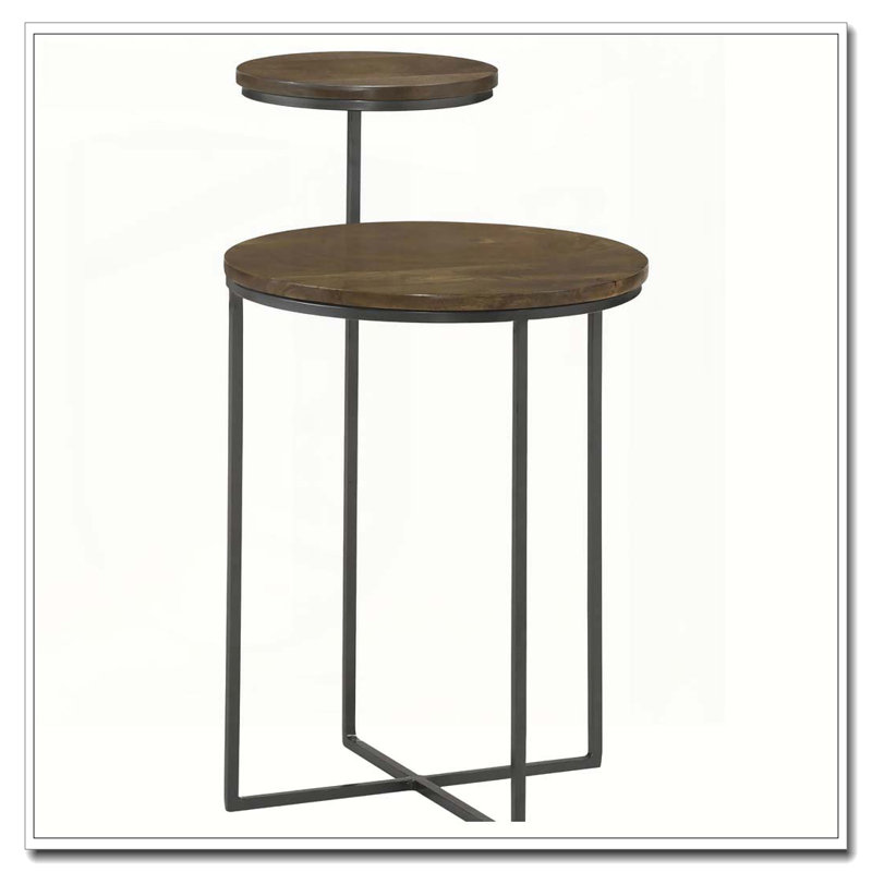 Table d'appoint naturelle et bronze industriel à 2 niveaux