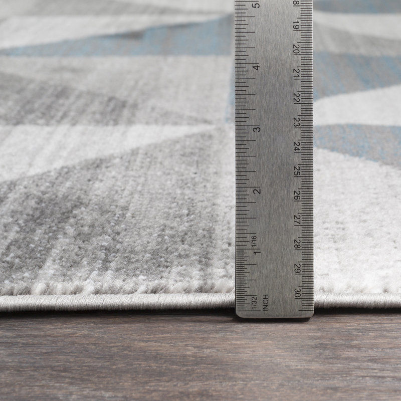 Lambdin Geometric Sky Blue/Navy Area Rug, Rectangle 7'10" x 10'3"