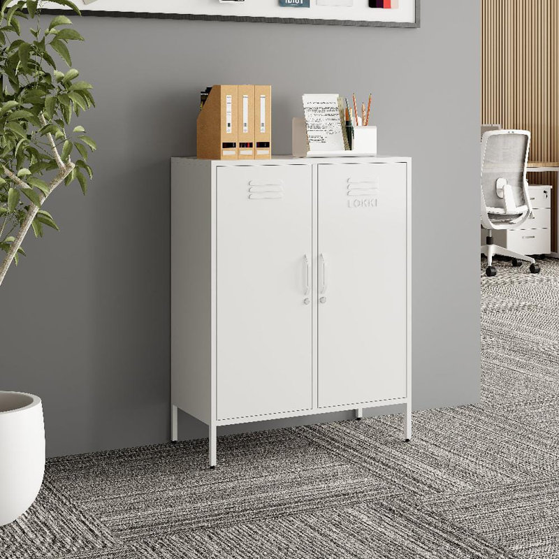 Tamanna Steel 2 - Door Rectangle Accent Cabinet, White