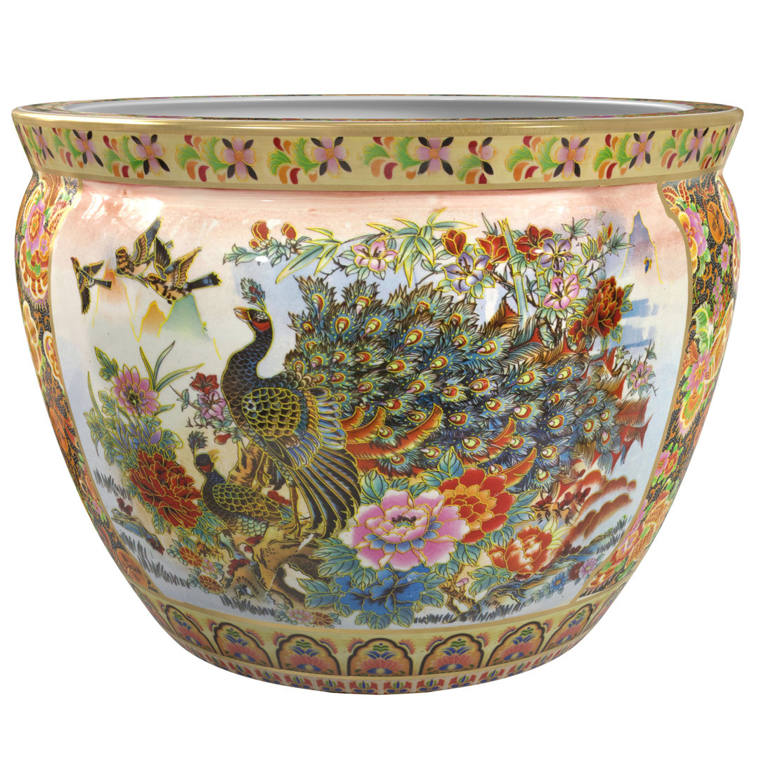 Diandrea Garden and Peacock Porcelain Urn Bungalow Rose