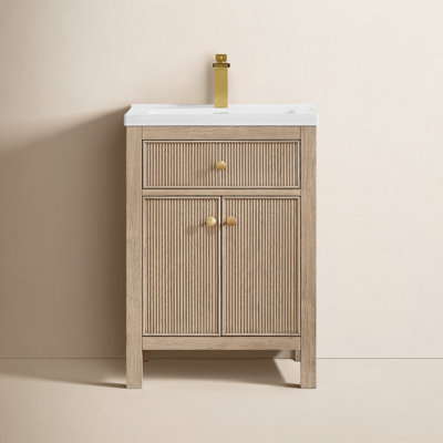 Lala 24" Single Bathroom Vanity with White Ceramic Integrated Sink without Mirror
