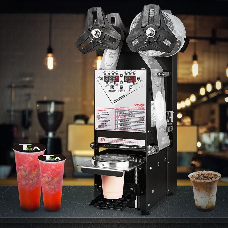 Machine de scellage de gobelets entièrement automatique, 500 à 650 tasses / h, scelleuse de gobelets, Noir