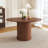 59" Extendable Oval Dining Table with 2-Tier Storage for 4-6, Space Saving Expandable Kitchen Table in Walnut Brown, MDF with Walnut Finish & Pedestal Base