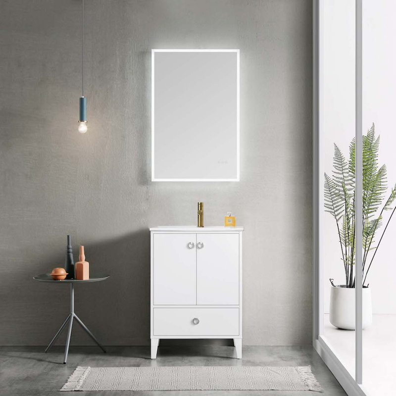 Meuble-lavabo simple 24 po avec lavabo, Blanc mat