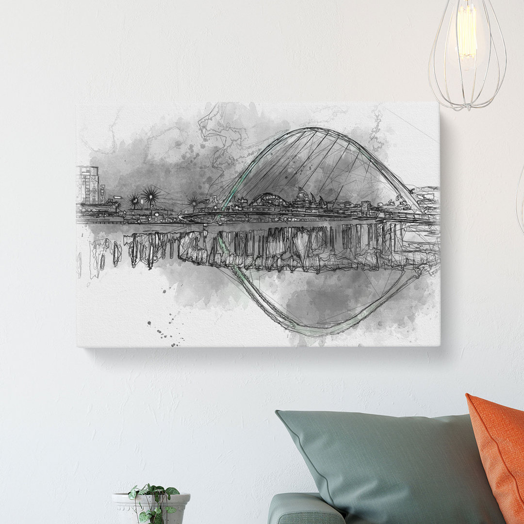 Gateshead Millennium Bridge Sketch - Wrapped Canvas