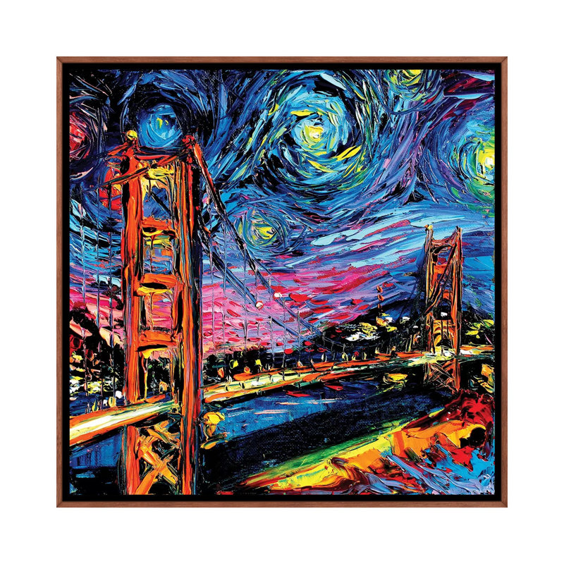 Van Gogh Never Saw Golden Gate par Aja Trêves - reproduction d'art, Pas de tapis, H 26 po x l 26 po x P 1,5 po