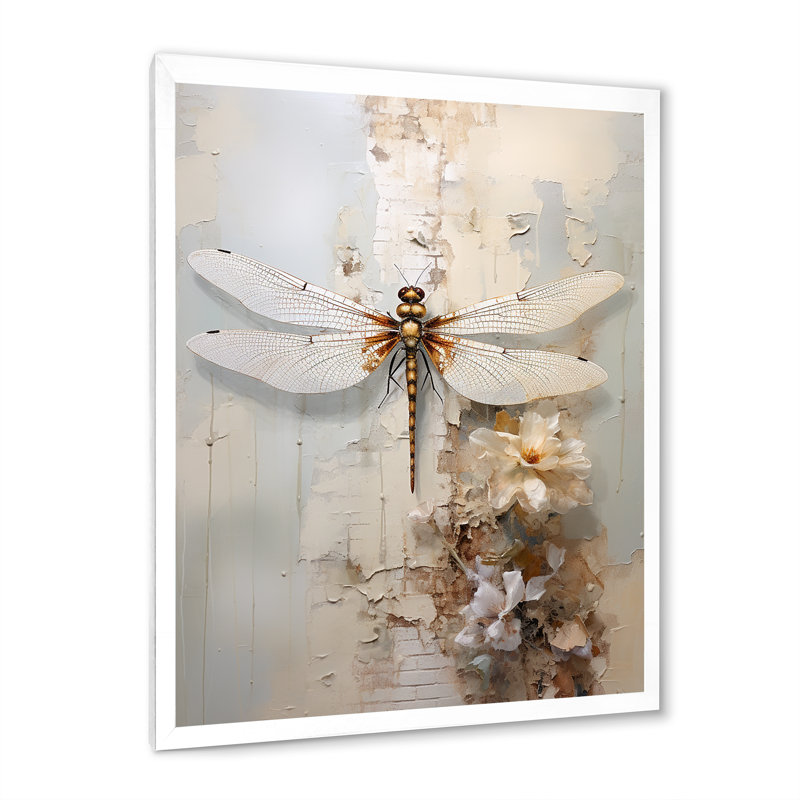 Dragonfly Delight I - impression, Cadre simple blanc, H 40 po x l 30 po x P 1,5 po