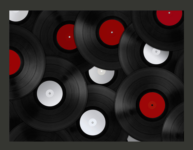 Retro Style: Records 231cm x 300cm Wallpaper, 231cm L x 300cm W