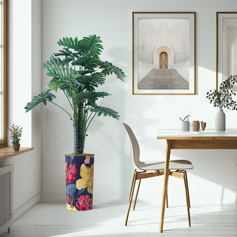 Plantes artificielles artificielles en pot Philodendron artificiel d'intérieur et d'extérieur, Fleur jaune